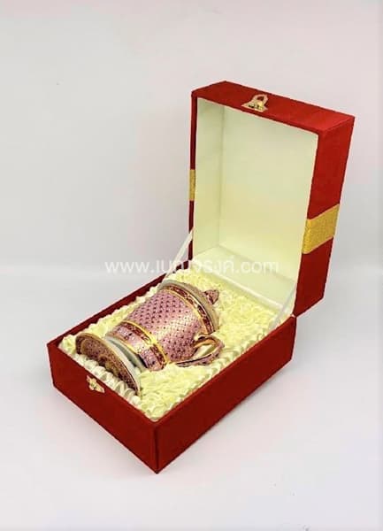 แก้วมัคเบญจรงค์ สีชมพู